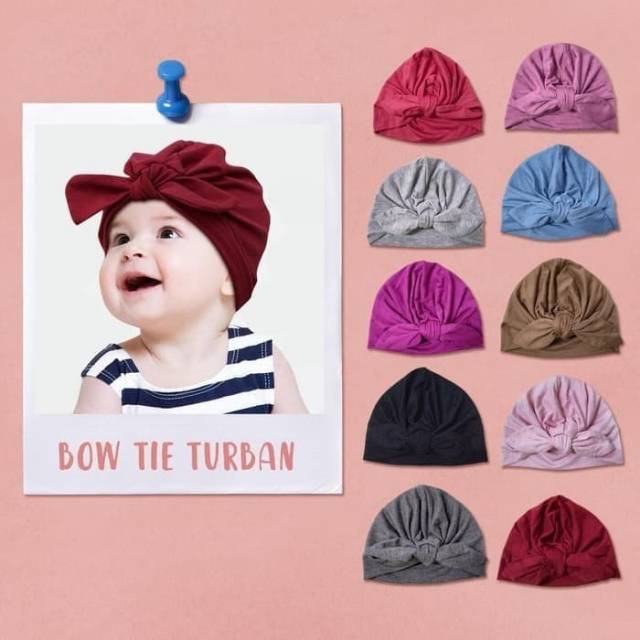 Petite Mimi Bow Tie Turban Bayi Headband Kupluk Bayi Turban