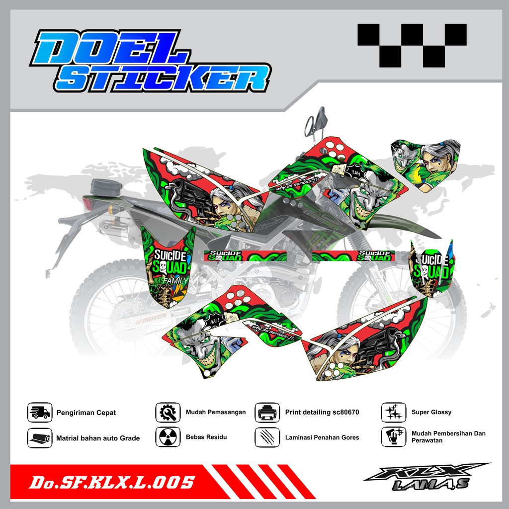 Sticker Striping Honda KLX L , S Lama List Variasi Hologram , Crome Doel 005