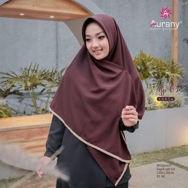 HIJAB SEGIEMPAT SYARI AJP 03 • AURANY  • 130 X 130 APL LIST