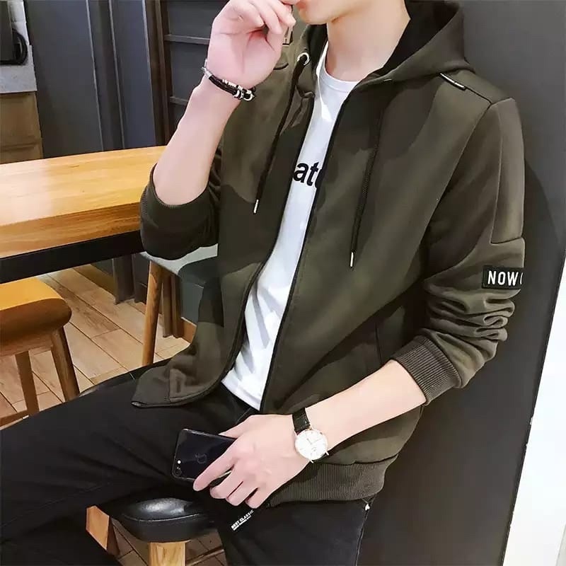 JAKET SWEATER PRIA HOODIE COWOK LENGAN PANJANG NOW FASHION KEKINIAN DISTRO