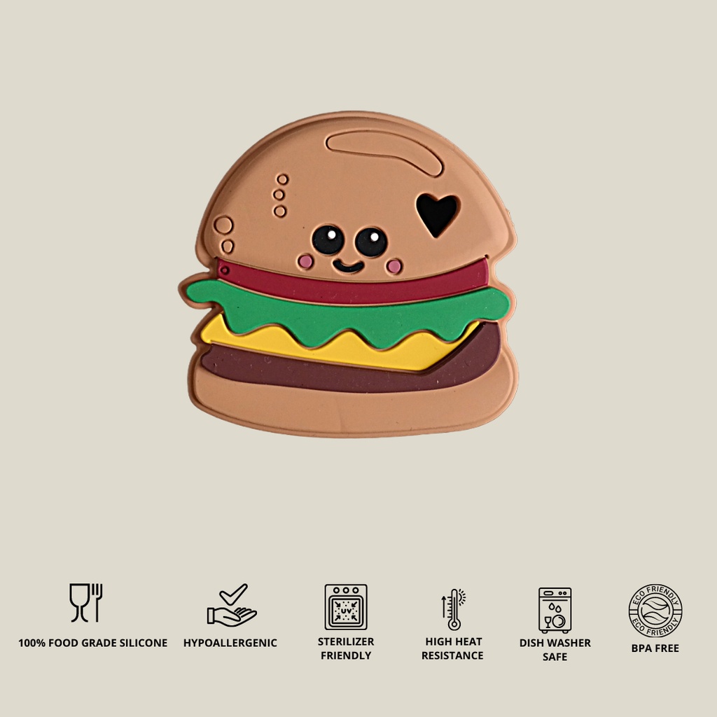 SILICONE BABY TEETHER HAMBURGER