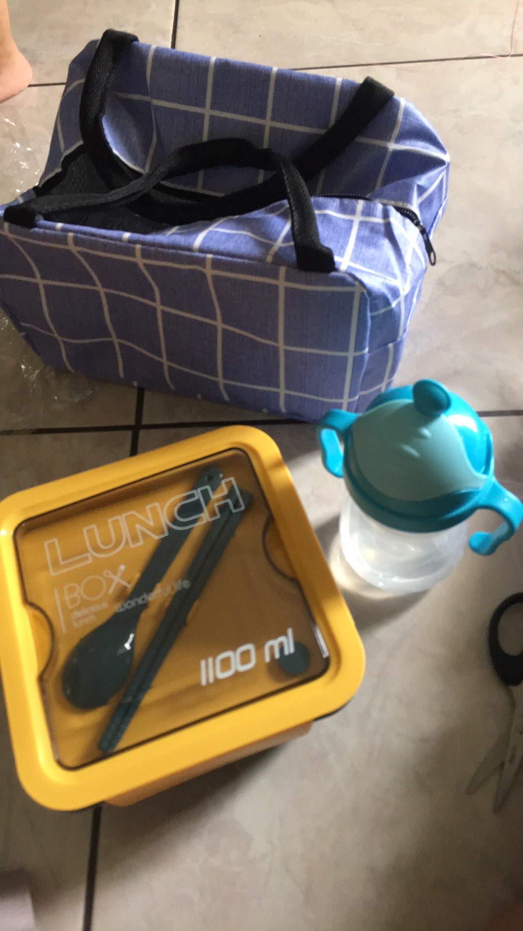 Tas Bekal Import Terbaru Insulated Bag M105 B Checked Pink Blue Grey