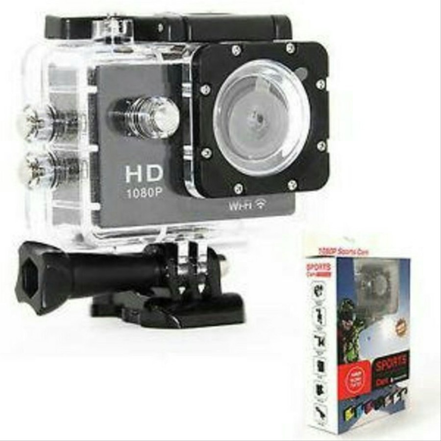 Kamera Action  4k Ultra HD Waterproof 30M - SportCam Ultra HD 4K Kamera Vlog /Diving/Travelling SATU SET LENGKAP