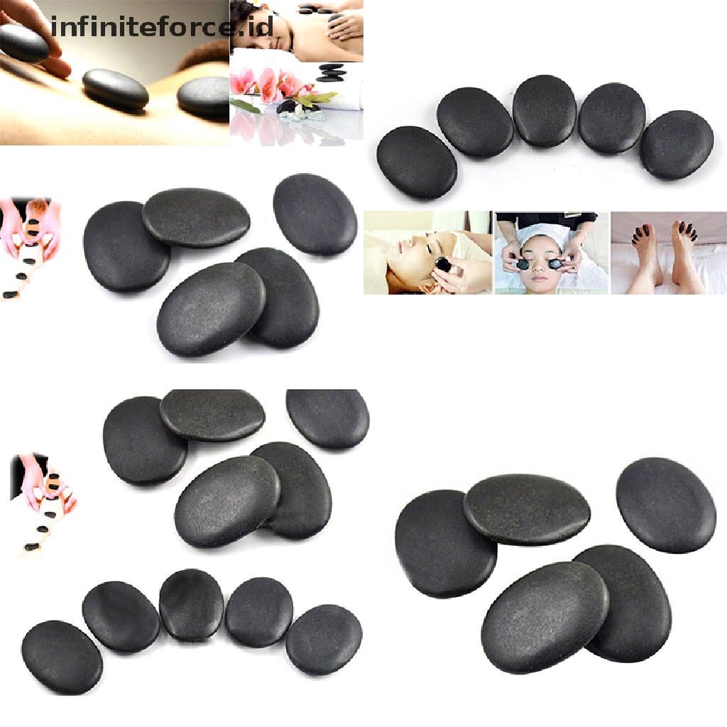 (Infiniteforce.Id) 7pcs / Set Batu Basalt Hitam Ukuran 3x4cm Untuk Pijat