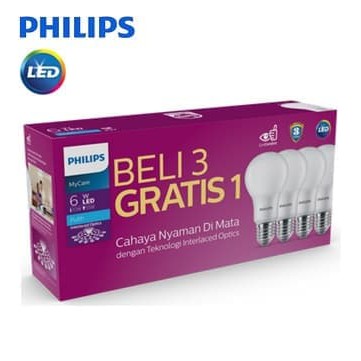 Lampu LED Philips 6w 6 watt multipack (1 paket isi 4 lampu)