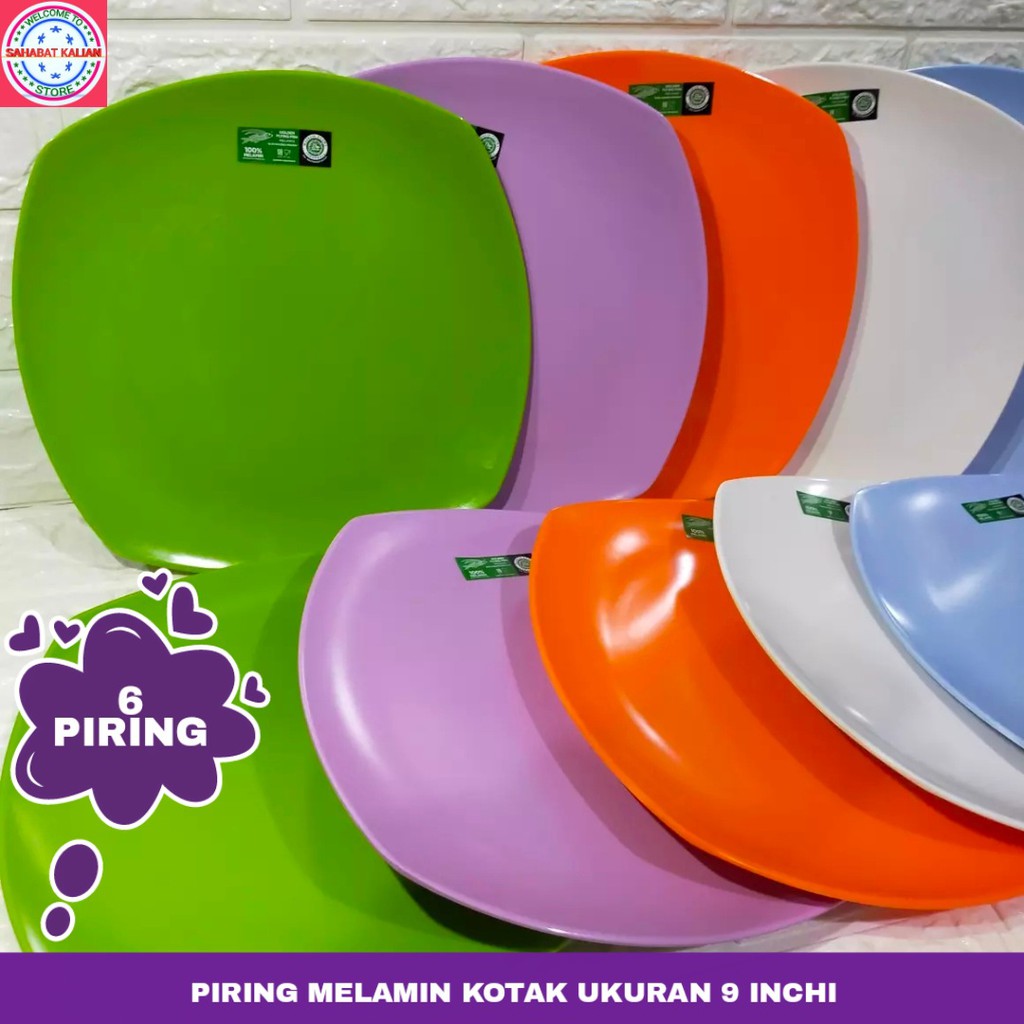 (6 PIRING) PIRING MELAMIN KOTAK GOLDEN DRAGIN FLYING FISH P0904
