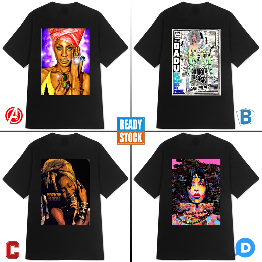 Kaos Erykah Badu Tshirt Casual Bahan Katun