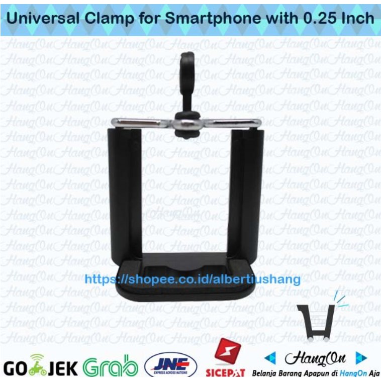 Universal Clamp for Smartphone with 0.25 Inch Screw Hole Smartphone Holder