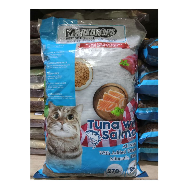 Markotop Tuna Salmon Makanan Kucing Repack 1kg/Makanan Kucing Kering Murah