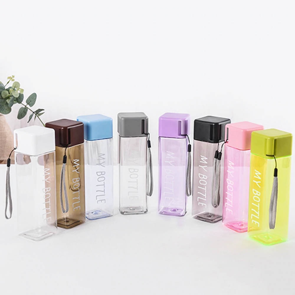 MY Bottle KOTAK SQUARE model SEGI Botol Minum Persegi ukuran 500ML Warna Warni BPA FREE RANDOM