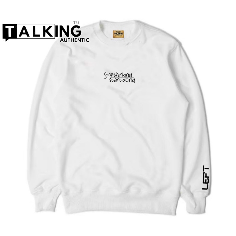 Sweater Crewneck Putih Talking Authentic Terbaru Suiter Oblong Pria Wanita Oversize Sweter Crewnek Japan Terbaru