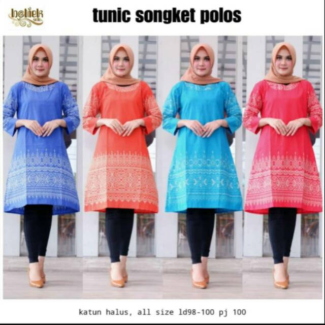 Batik Wanita Tunic Motif Songket Polos