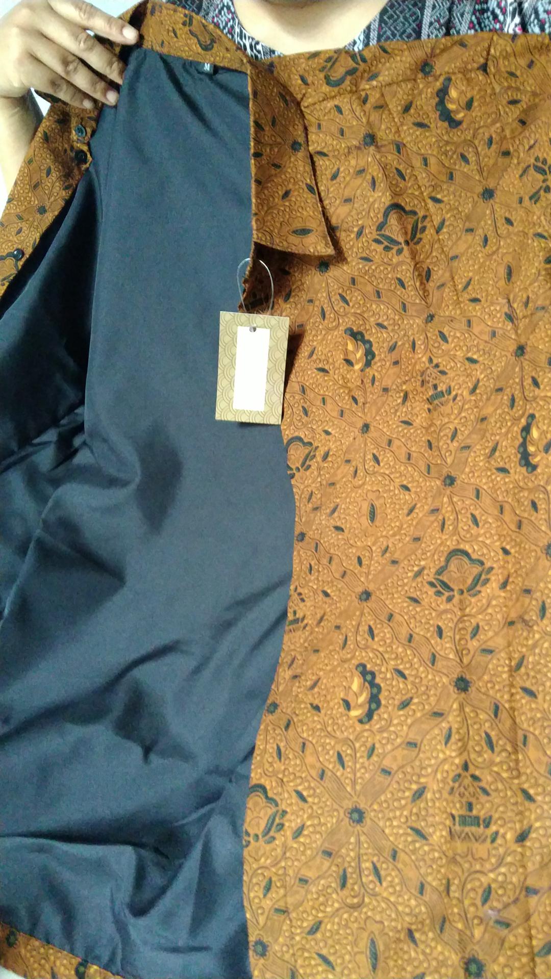 Sidomukti Sogan Pendek Kemeja Batik Pria Katun Primisima Full Furing