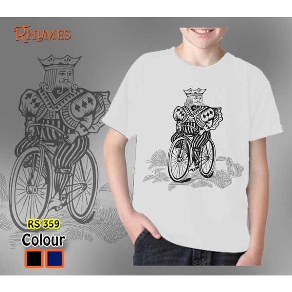 Kaos Anak Laki-Laki King Sepeda Gowes Putih Rhymes Baju Atasan Distro Tanggung 3 - 12 Tahun