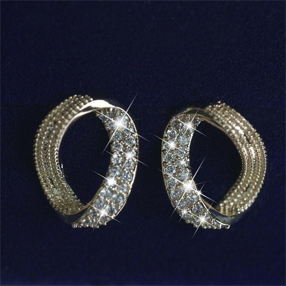 R-flower Diamond Earrings Untuk Wanita Gadis Aksesoris Fashion Pesta Bentuk Geometri