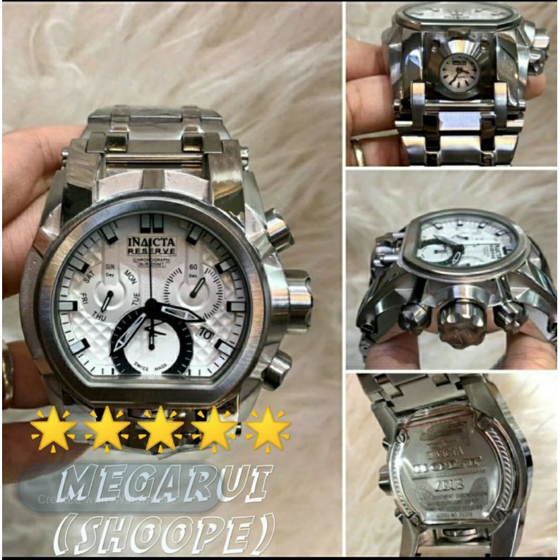 JAM TANGAN COWOK INVICTA BOLT ZEUS SILVER SUPER PREMIUM AAA