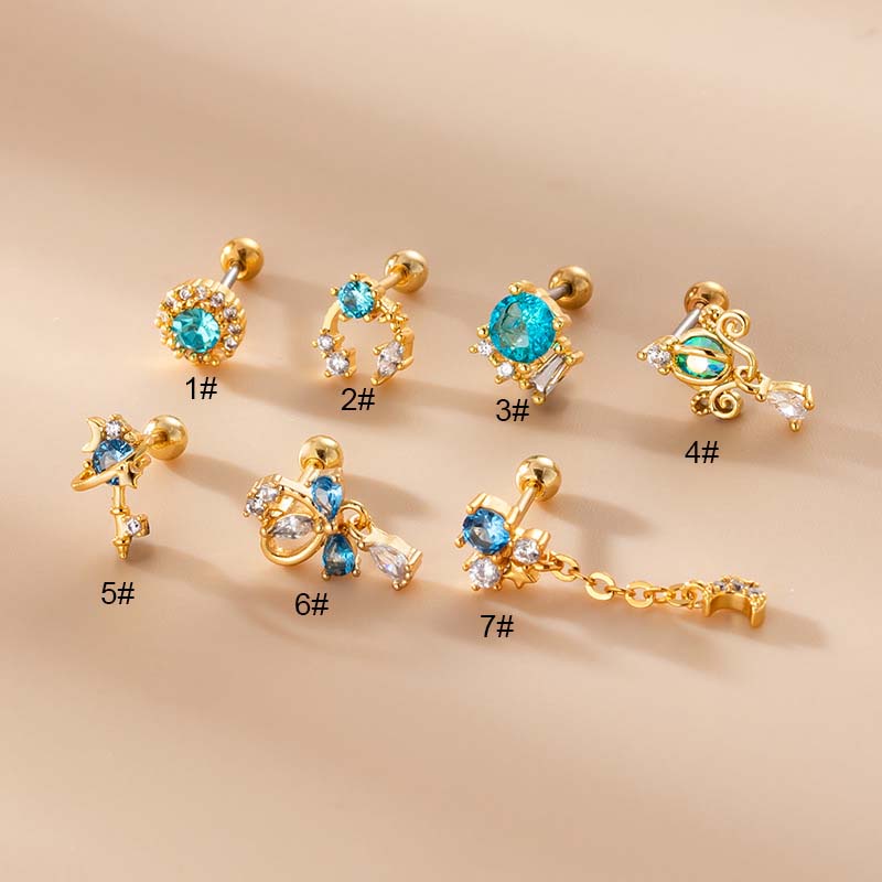 1 Pc Anting Tindik Dua Sisi Warna Biru Untuk Tragus Rook Helix Piercing Barbell 20Gauge