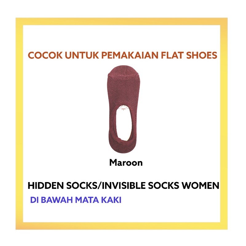 Kaos Kaki Wanita Di Bawah Mata Kaki Hidden Socks Invisible Women Kaus Kaki Angkle Socks Kaos Kaki Flat Shoes Wanita