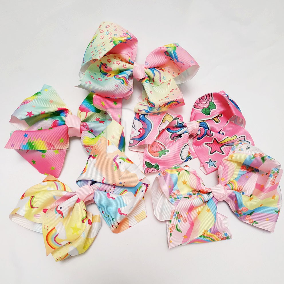 PGS-047 BESAR Jepit Rambut Unicorn Pita Ala JOJO SIWA  Motif RANDOM