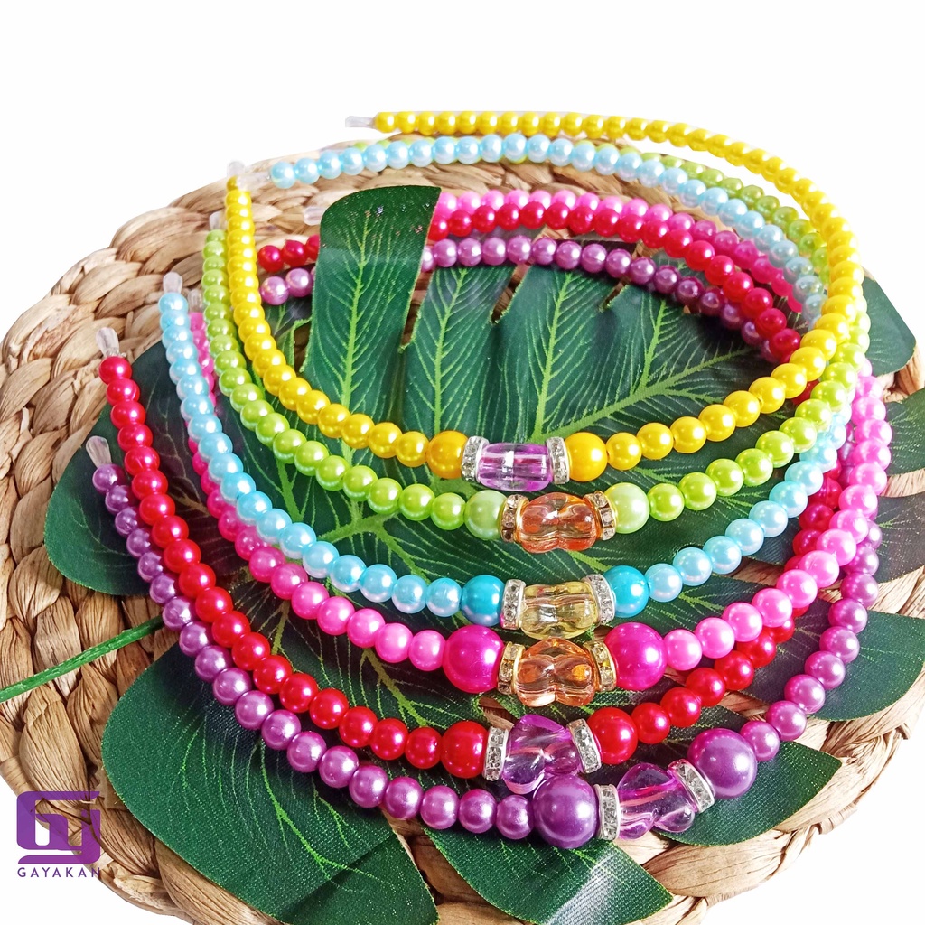 Isi 6 Pcs Bando Mutiara Mote Sintetis Mutiara MultiWarna