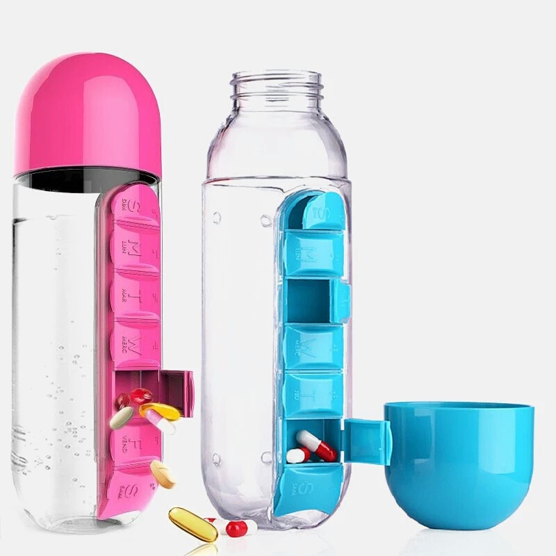 Botol Minum Plus Obat Pill Organizer Water Bottle Tumbler Olahraga