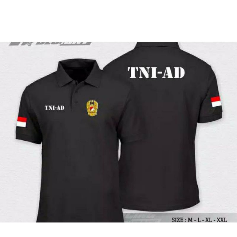 BAJU KAOS KERAH TNI AD SABLON DEPAN BELAKANG // BAJU TNI AD SABLON DTF