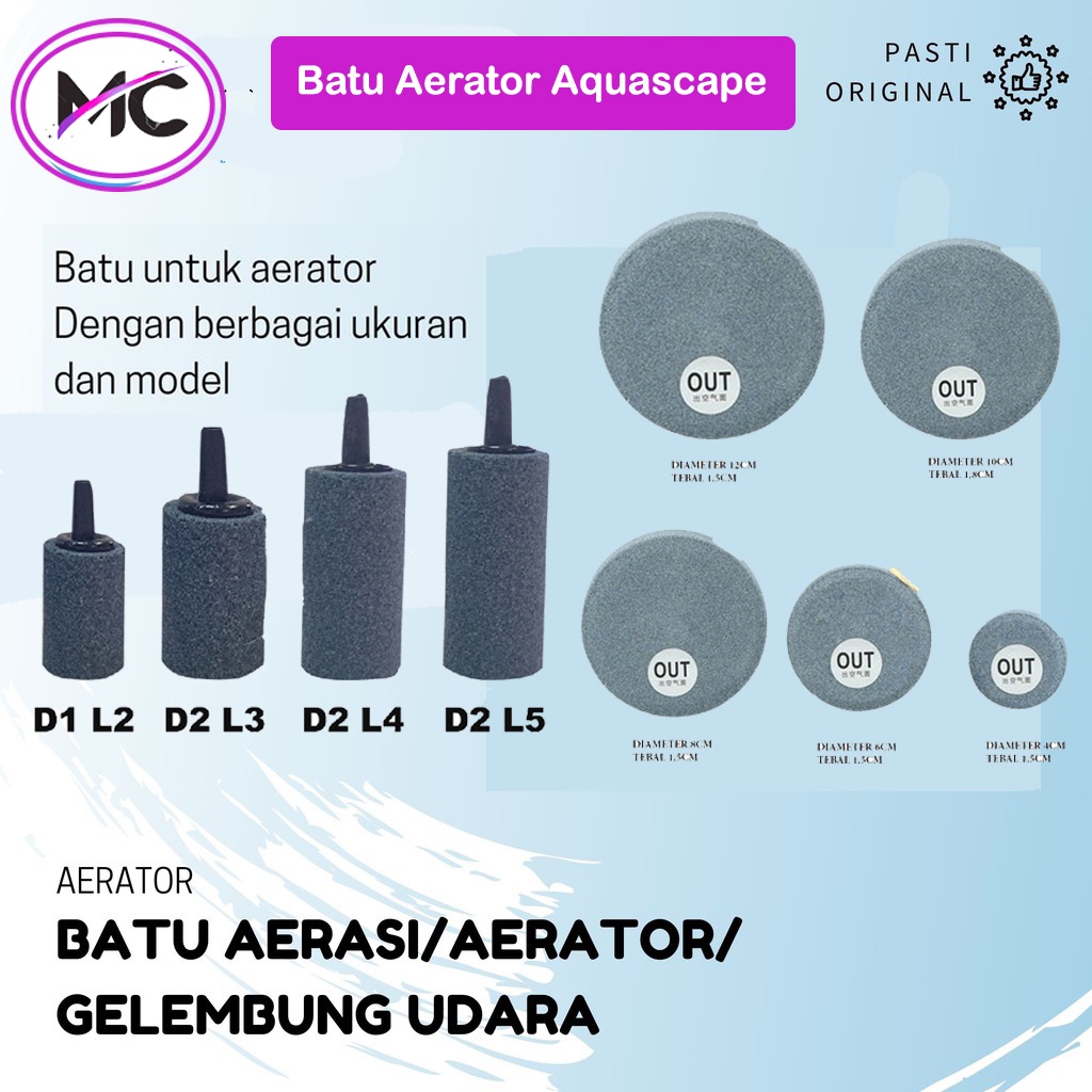 Batu Aerator Aquarium Model Panjang Besar Kecil Warna Airator Stone Akuarium Aksesoris Aquascape Gelembung Udara Airpump