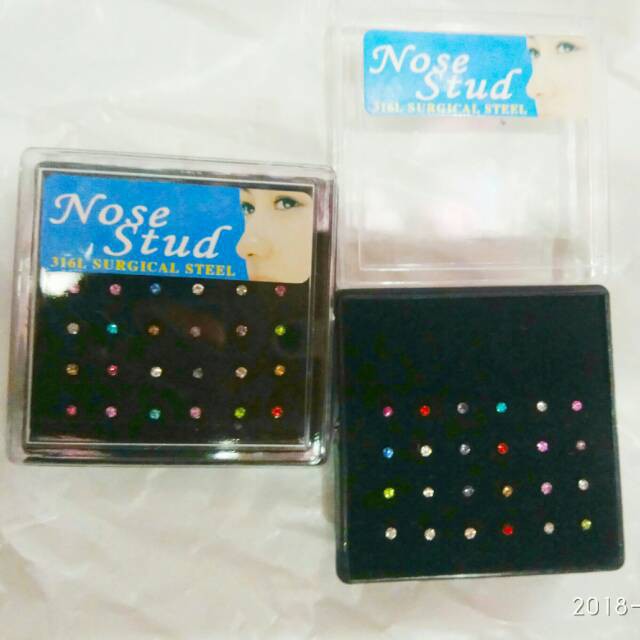 grosir  Anting hidung/stud nose/anting tusuk stenlis isi 24 pcs