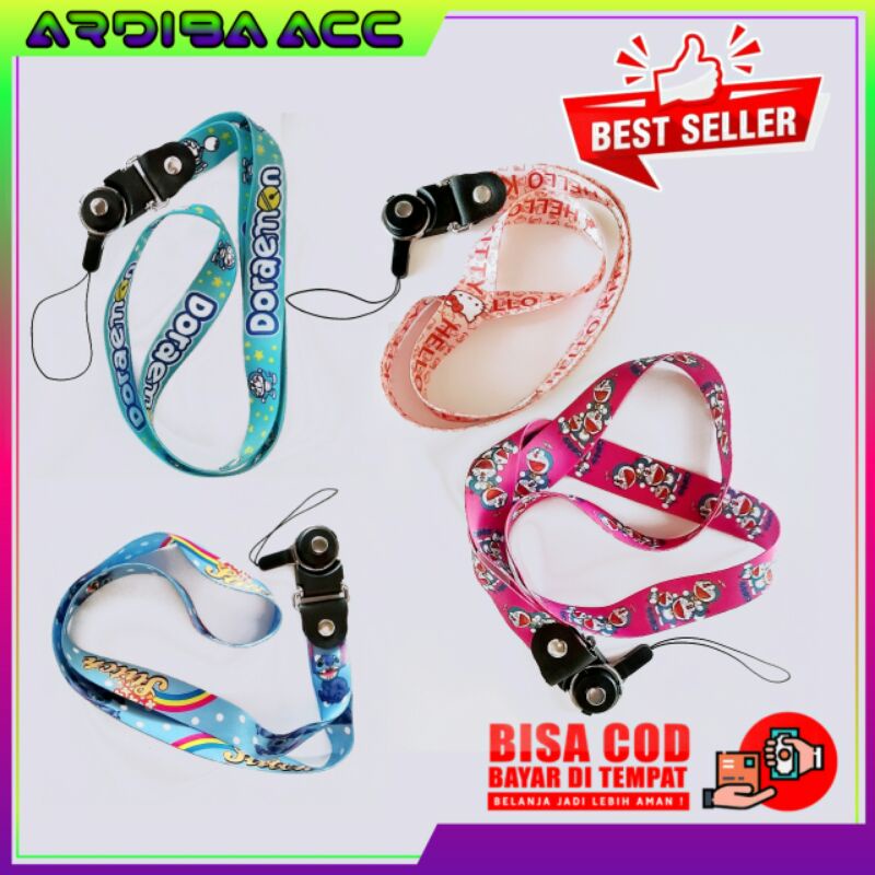 Tali Gantungan strap hp motif Doraemon,Hello kitty