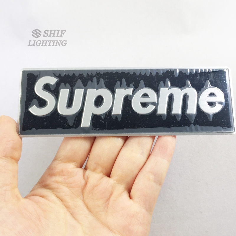 1Pc Stiker Emblem / Badge Motif Logo Supreme Bahan Aluminium untuk Dekorasi Mobil