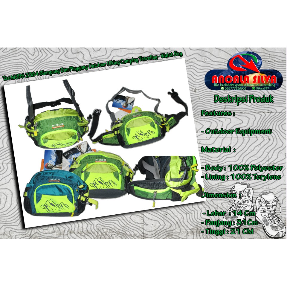 Tas MODS 2384 Slempang Dan Pinggang Outdoor Hiking Camping Traveling - Waist Bag