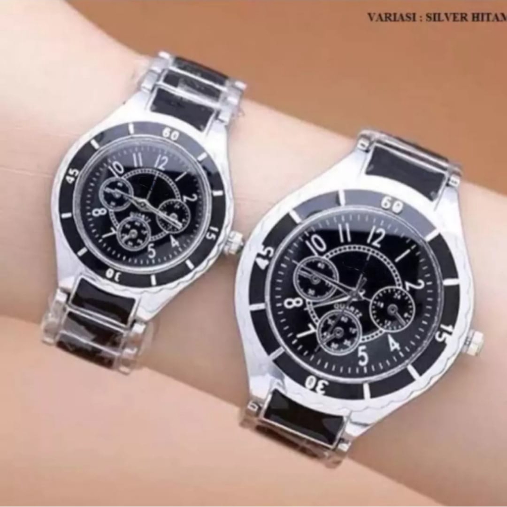 Cod  Bayar Tujuan  Jam Tangan Pria  Wanita Crono off Strap Rantai Mika Steel CC 20