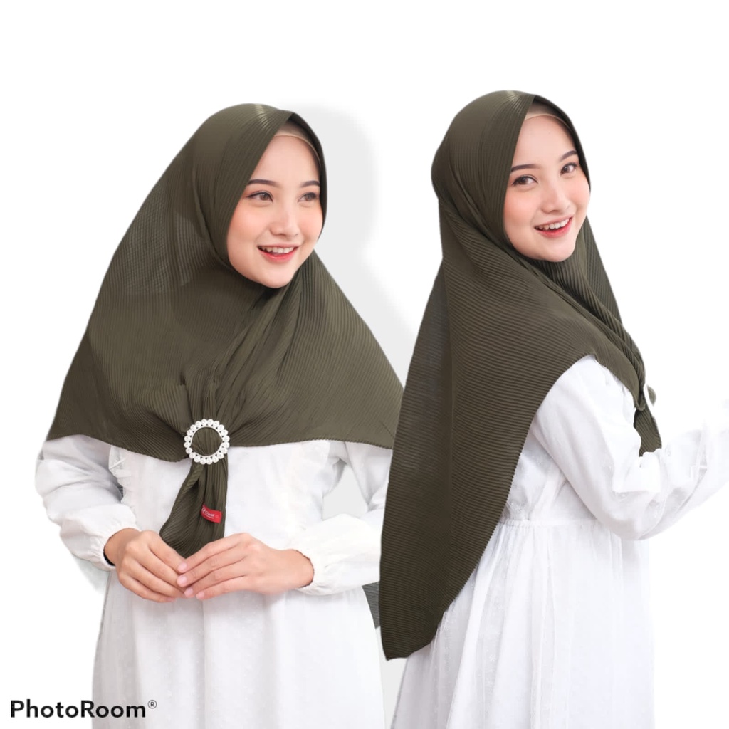 Jilbab Instan Plisket Pet Free Ring Gesper/Hijab Bergo Plisket Trisa Ceruty