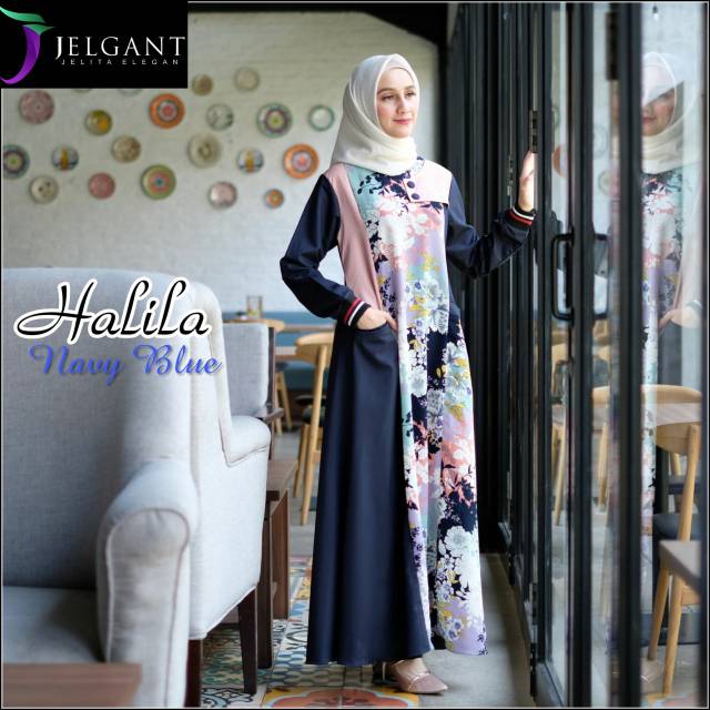 Gamis Halila jelgant daily dress gamis motif