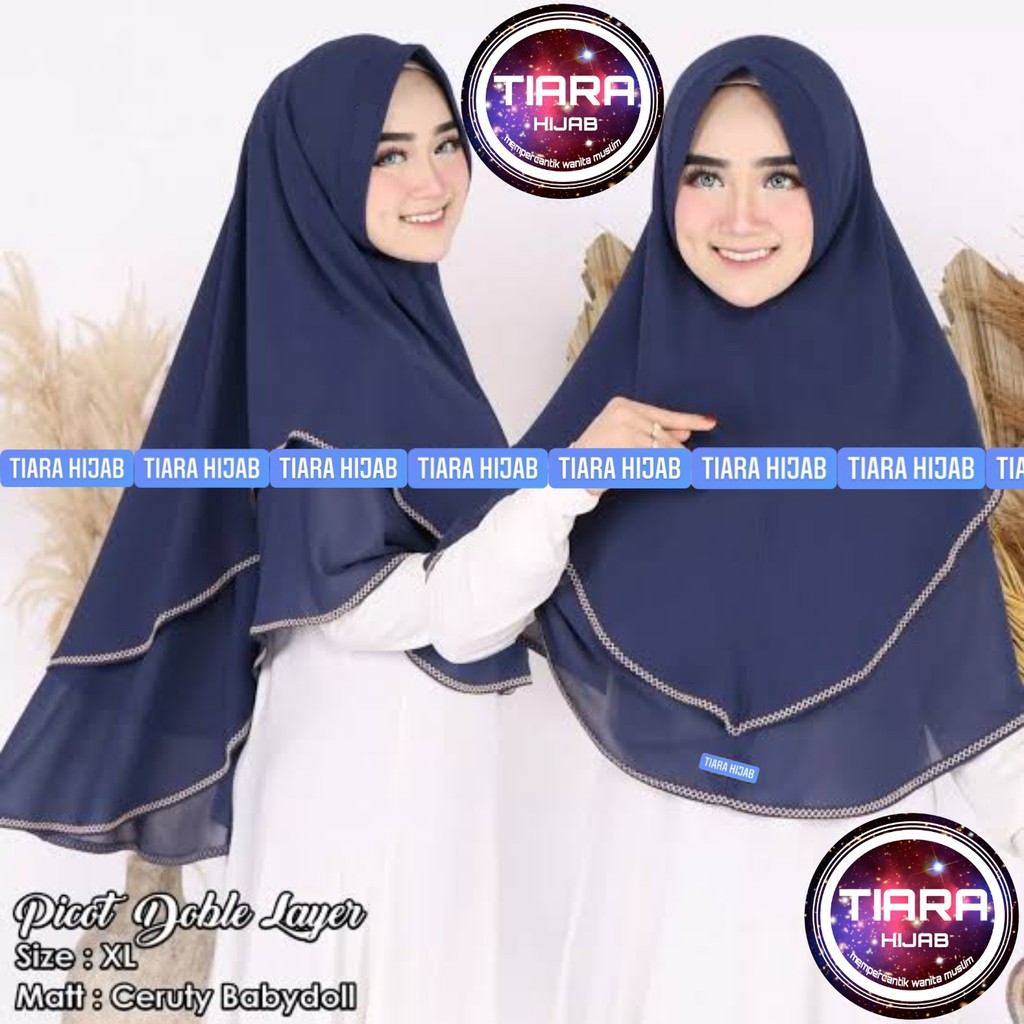 Hijab Anisa Picot Khimar Crochet Embroidery Ceruty Babydoll Premium 2 Layer Murah Tiarahijab2