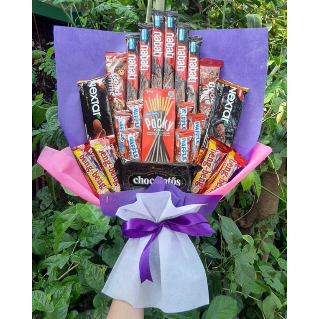 (S) Buket RASA COKLAT cantik/paket/bingkisan Snack Ulang Tahun/Ultah/ Wisuda/Kado/Hadiah