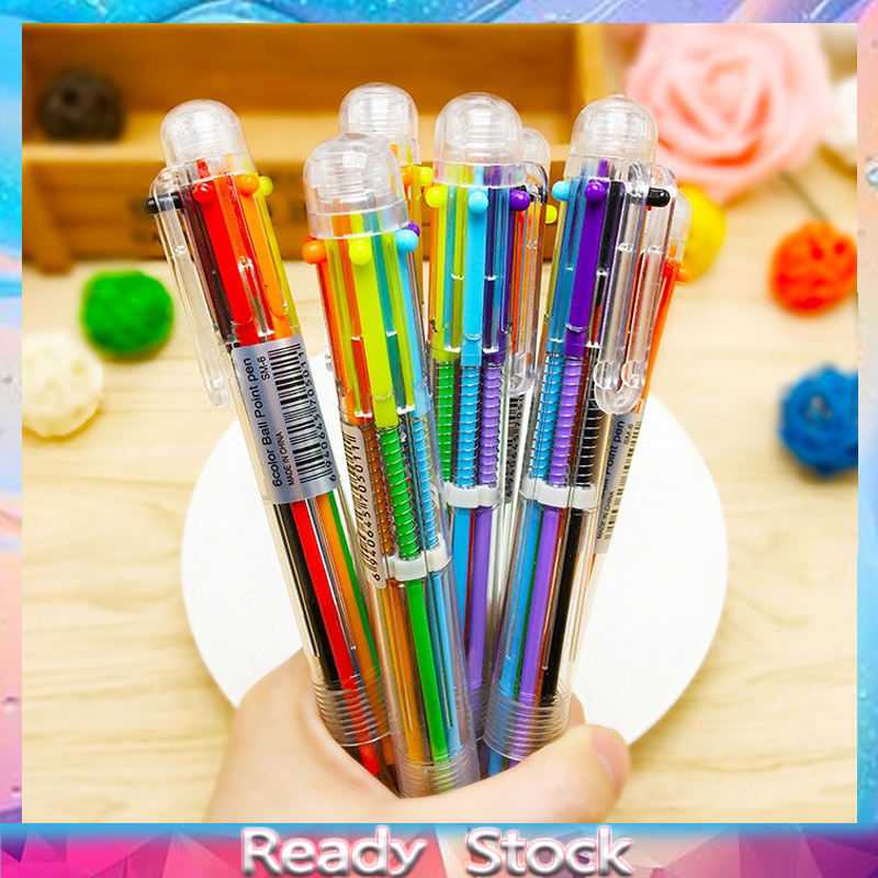 Pulpen 6 Warna Transparan Untuk Pelajar