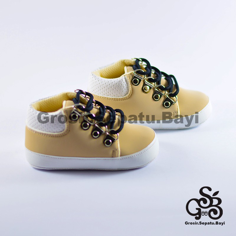 sepatu bayi baby shoes prewalker laki laki umur 2 sampai 14 bulan model edgy tali warna krem