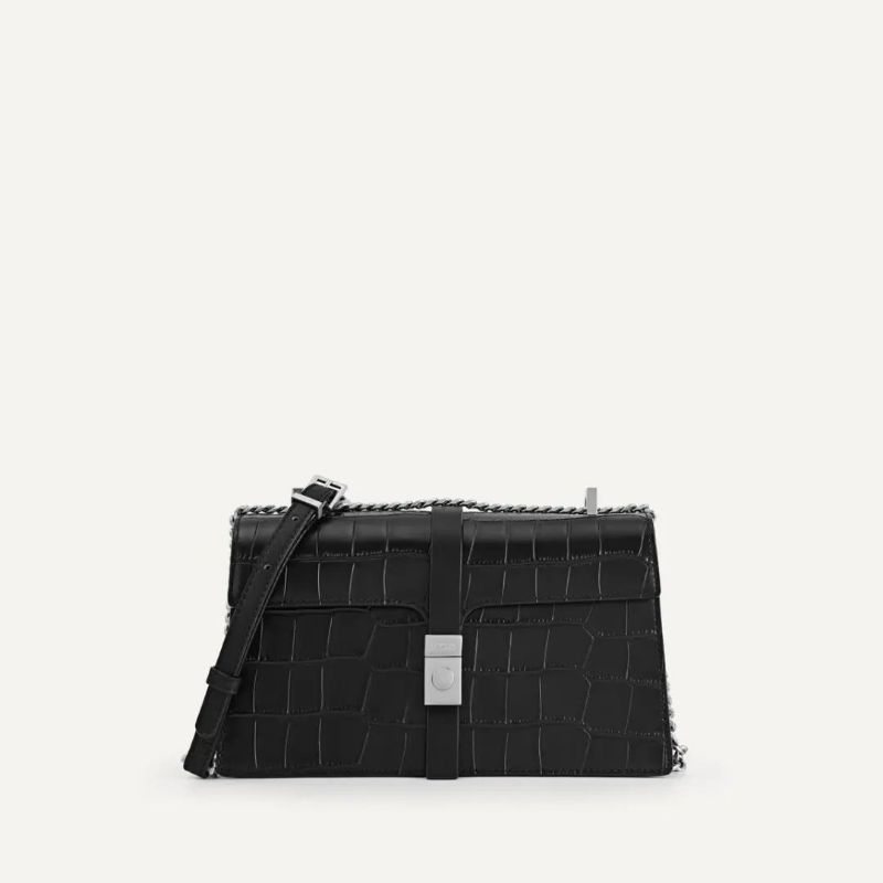 8.8 SALE | PDRO Leather Croc-Effect Shoulder Bag