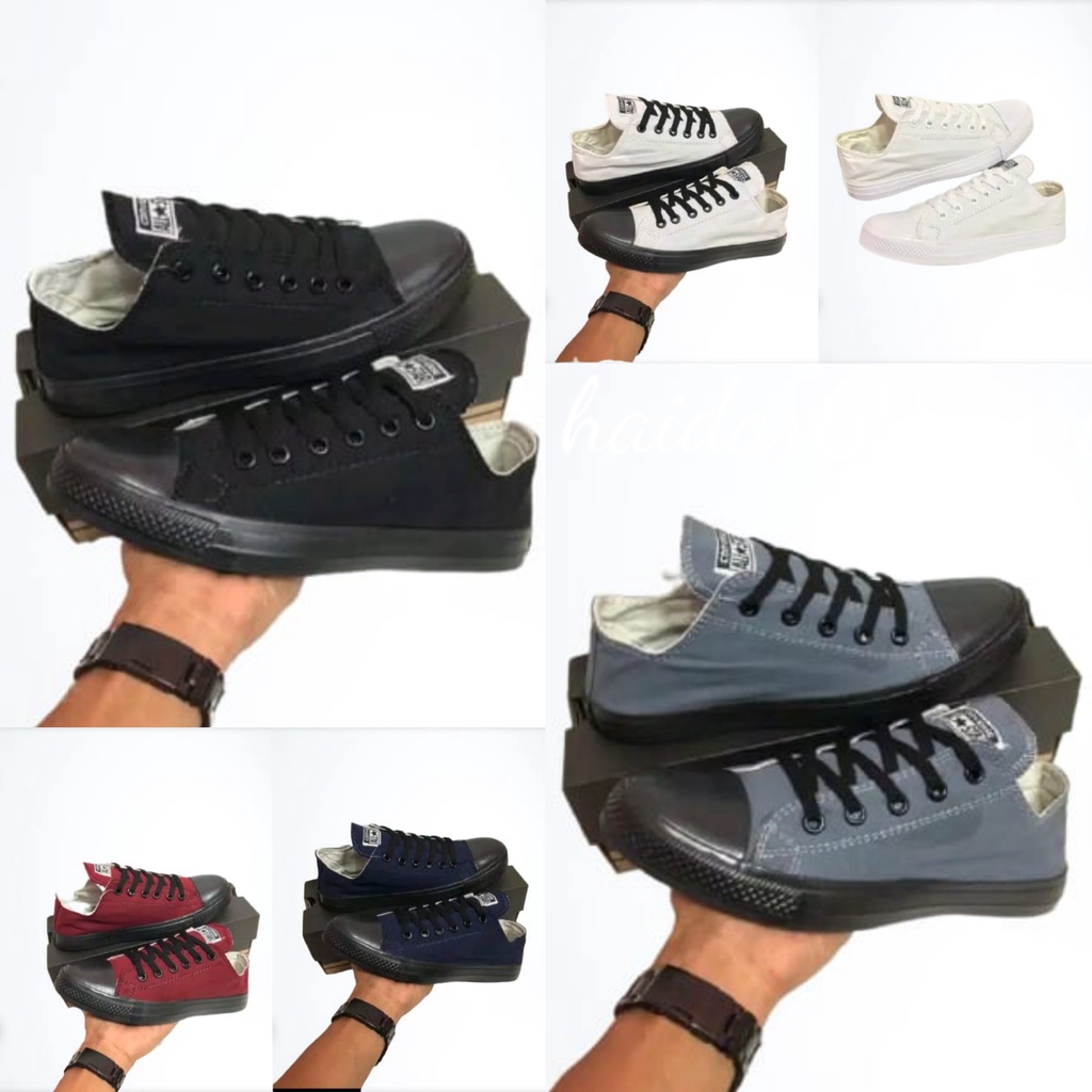 SEPATU SNEAKER LOW FULL BLACK SEPATU HITAM (bisa cod) free box