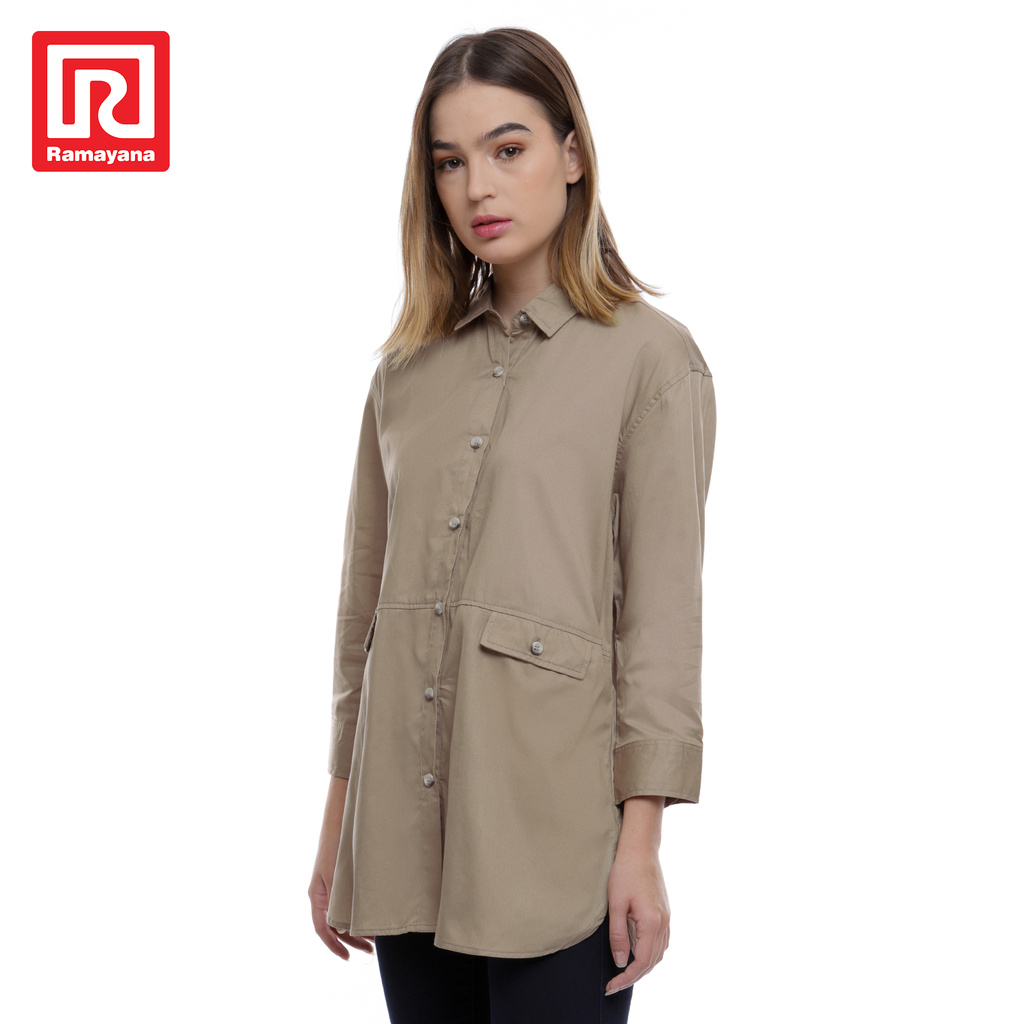 Ramayana - JJ Jeans Kemeja Wanita Lengan Panjang Trenlin 71455-R-BROWN