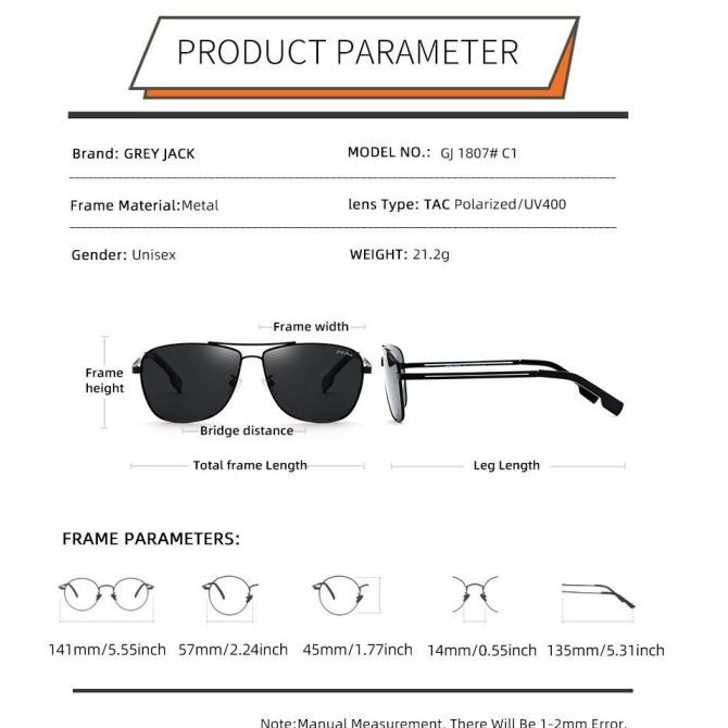 Grey Jack Kacamata Hitam Pria Fashion Sunglasses Polarized New 1807 Terbaru