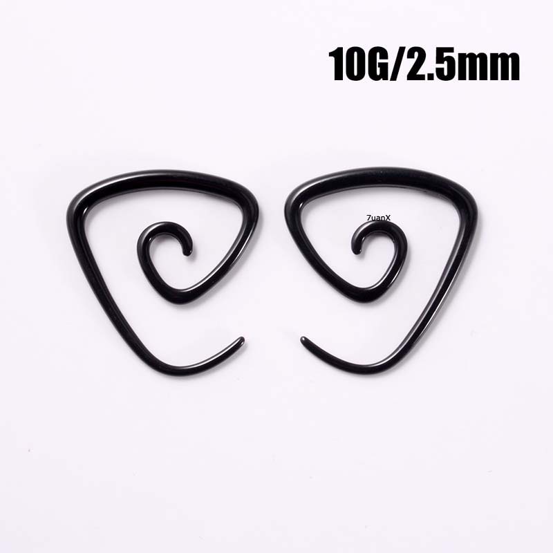 2pcs Anting Tindik Bentuk Spiral Bahan Akrilik Ringan Warna Hitam Untuk Unisex