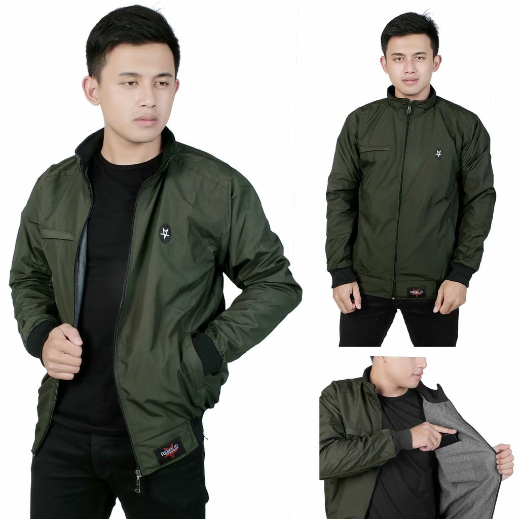 Jaket Pria Harington SGM rebel Id Best Quality - Hijau Army