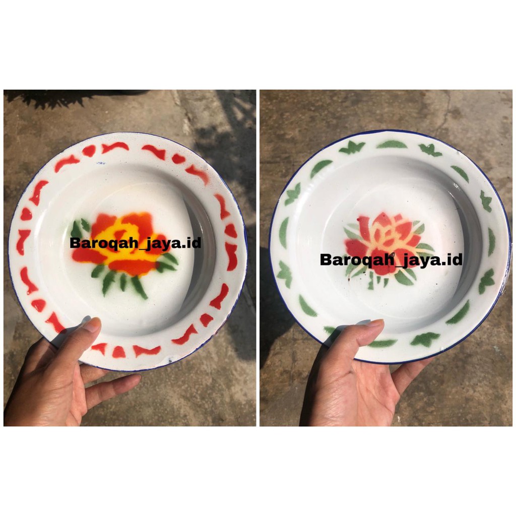 (Merah, Hijau, Biru) Piring Enamel/Seng Jadul Murah