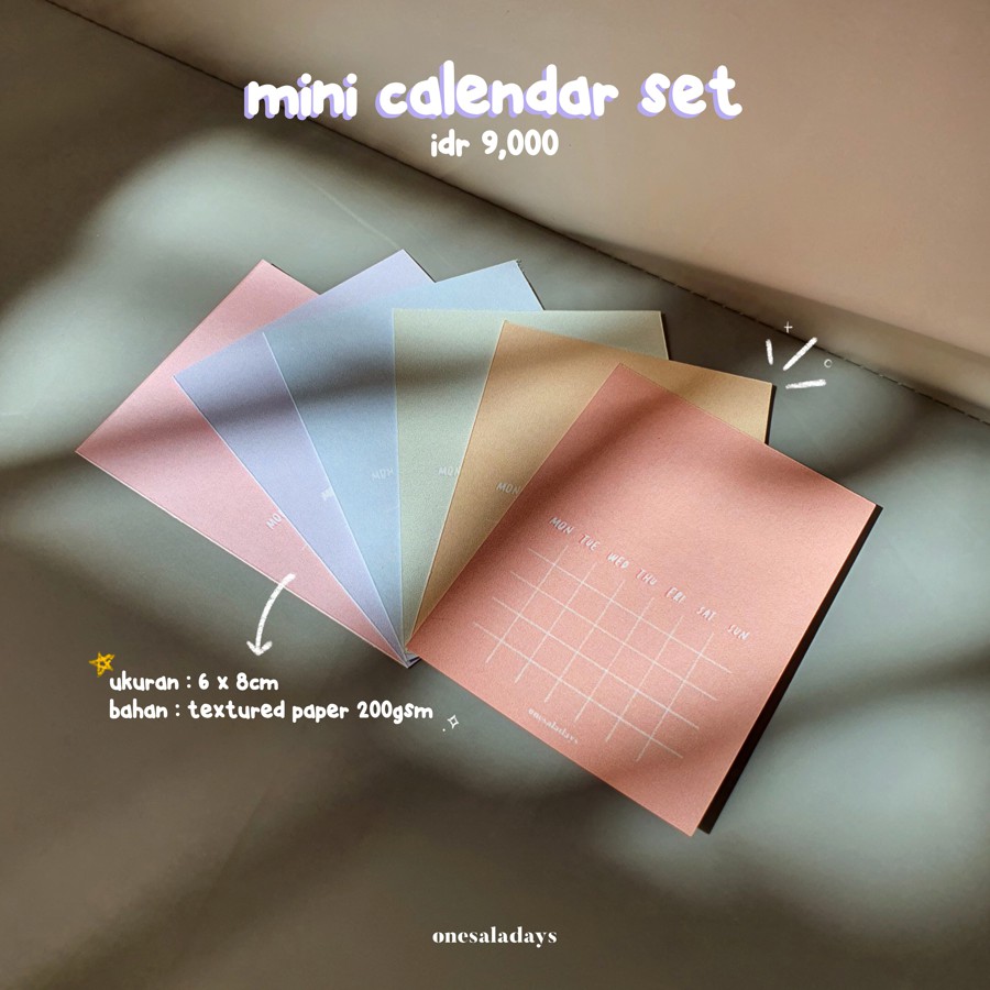 

ONESALADAYS Mini Calendar Set / Blank Calendar Card / Kalender Polos