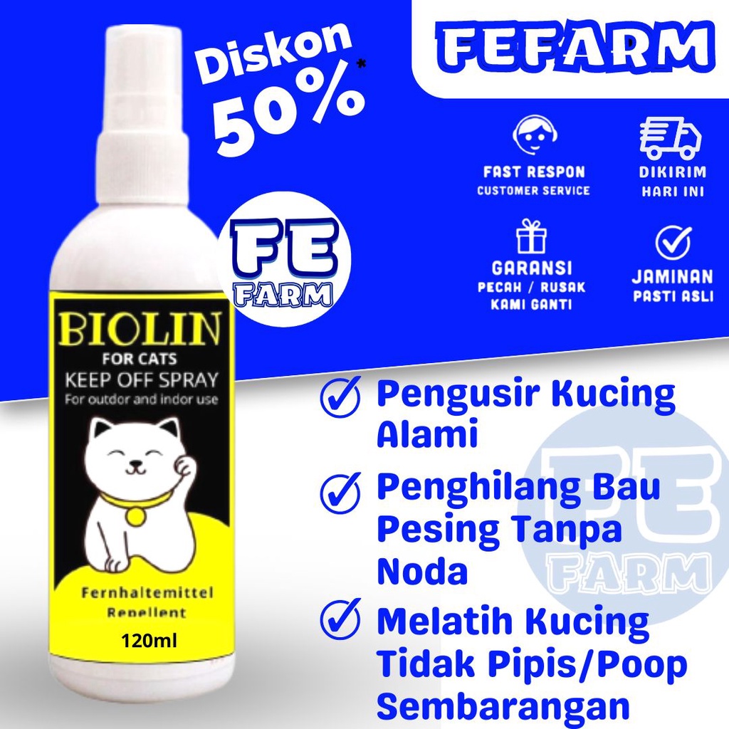 Pengusir Kucing Cat BIOLIN 120 Ml Spray Anti Kucing Melatih Kucing Bab Dan Pipis Sembarangan FEFARM