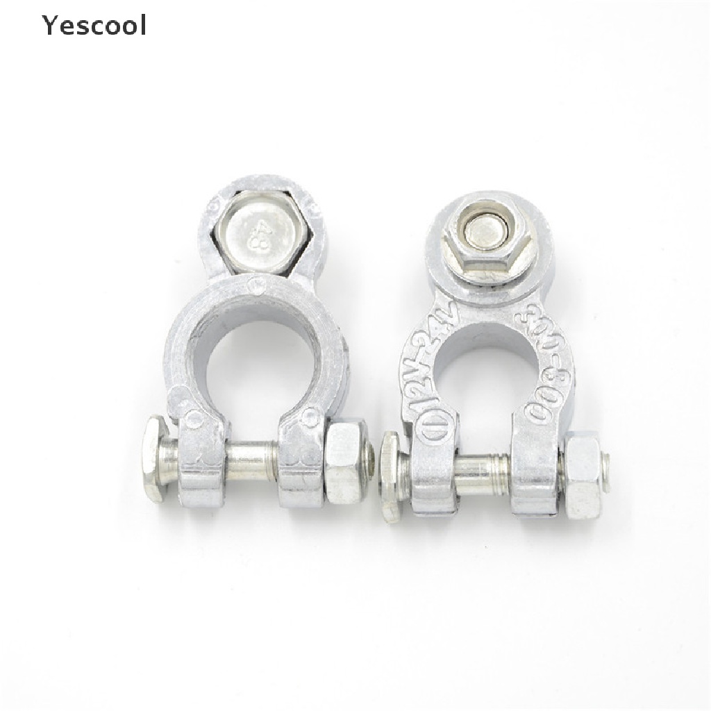 Yescool 2Pcs / Set Klem Konektor Terminal Baterai Positif Negatif Lapis Zinc Untuk Mobil