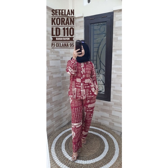 ONESET- BIG SALE / ONESET MOTIF KORAN // baju setelan kemeja & celana wanita // setelan wanita kain 