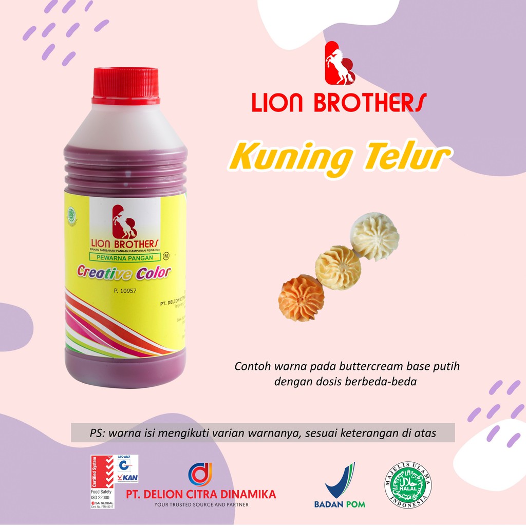 

Pewarna makanan minuman Kuning Telor Lion Brothers 750 CC